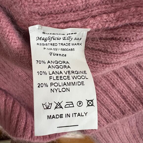 SUZANNE RAE Pink Angora Wool Blend Turtleneck Sweater Size M - Picture 5 of 12